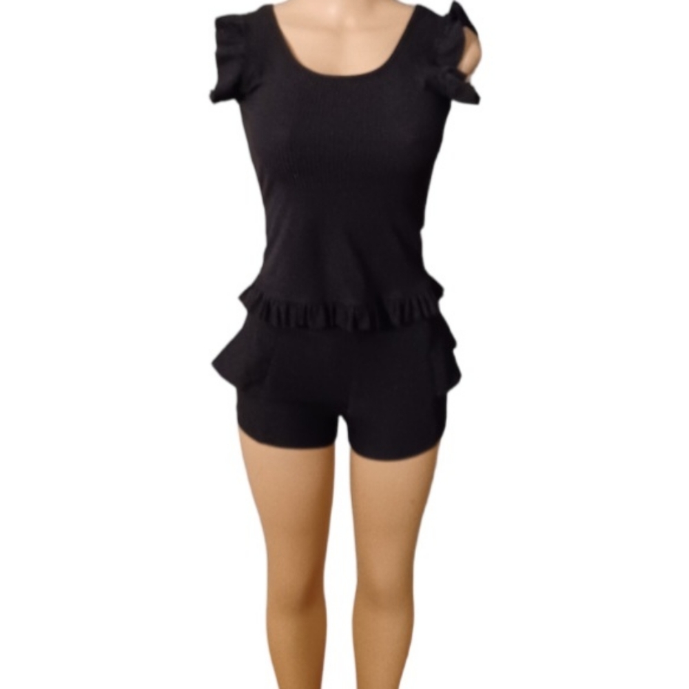 Cute all black shorts set small